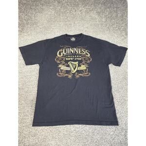 Guinness Shirt Mens XL Black Crest Graphic Logo Crew Neck Cotton Preshrunk